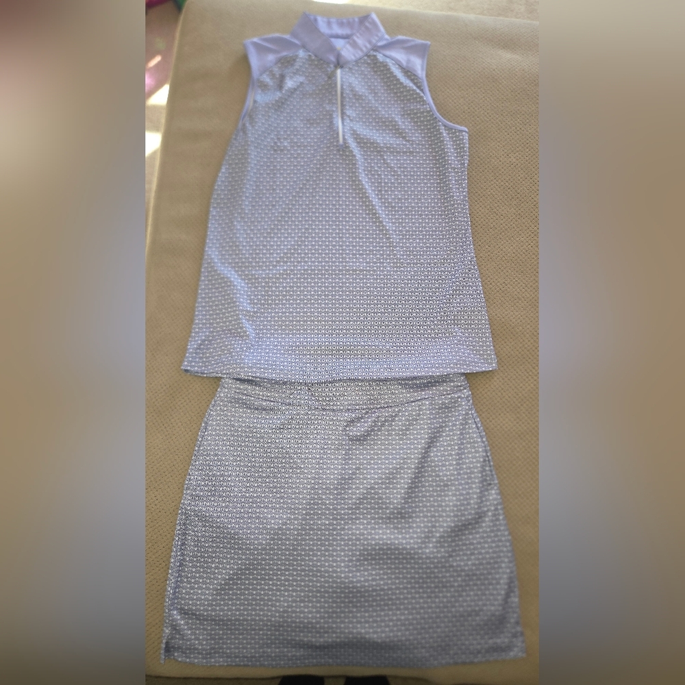 Greg Norman Golf 2 piece women's outfit SLEEVELESS ZIP POLO medium & skort - Picture 3 of 16